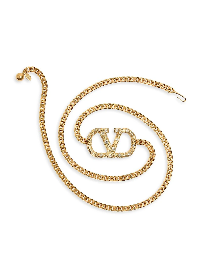 Vlogo Signature Chain Belt with Crystals