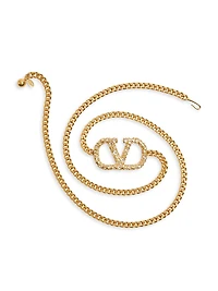 Vlogo Signature Chain Belt with Crystals