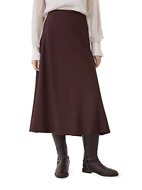 Comfort Virgin Wool and Viscose Twill Flute Skirt