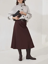 Comfort Virgin Wool and Viscose Twill Flute Skirt