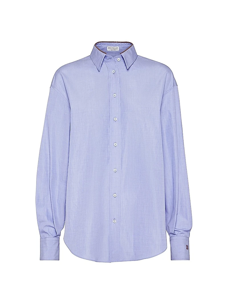 Cotton End on Shirt with Shiny Collar Detail
