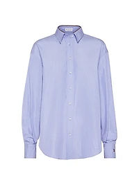 Cotton End on Shirt with Shiny Collar Detail