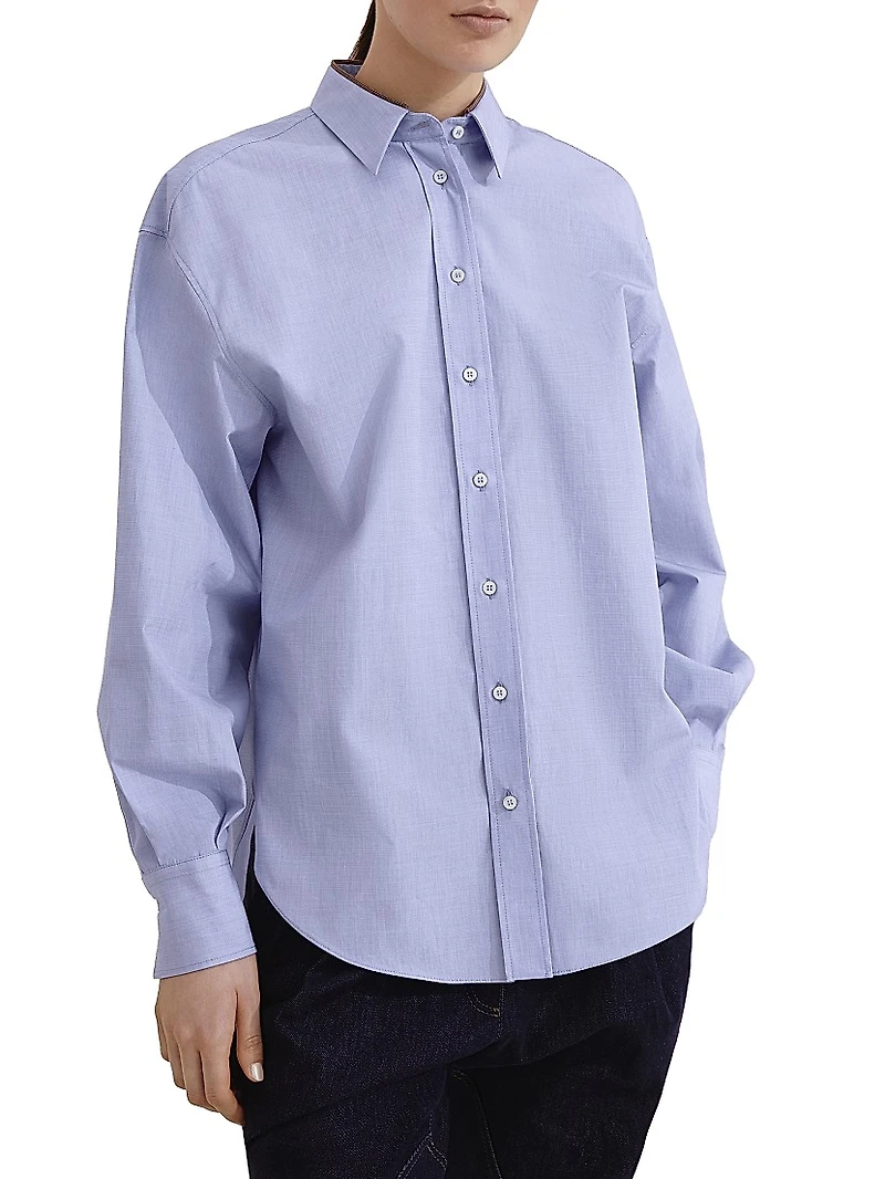 Cotton End on Shirt with Shiny Collar Detail
