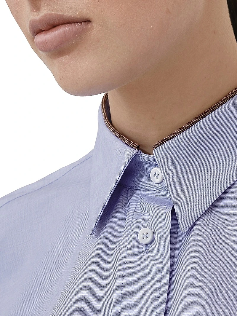 Cotton End on Shirt with Shiny Collar Detail