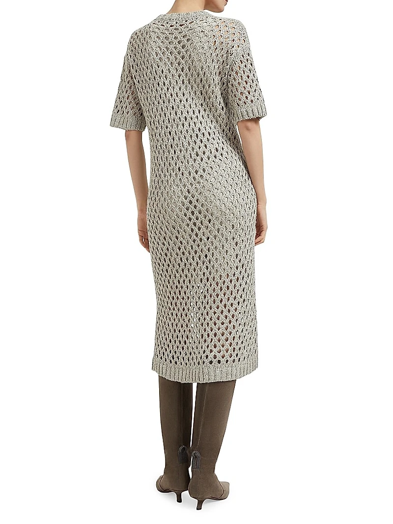Silk and Linen Dazzling Net Knit Dress