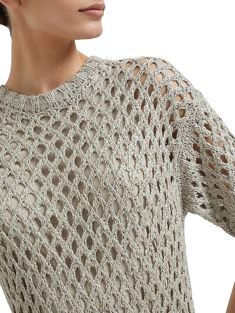 Silk and Linen Dazzling Net Knit Dress