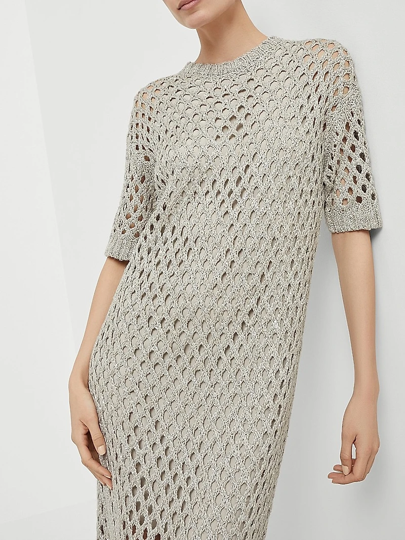 Silk and Linen Dazzling Net Knit Dress