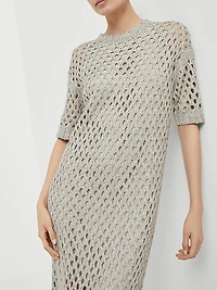 Silk and Linen Dazzling Net Knit Dress