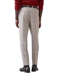 Prince of Wales Flannel Leisure Fit Trousers with Double Pleats