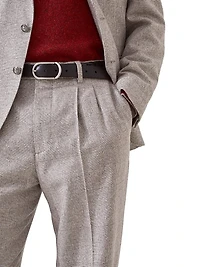 Prince of Wales Flannel Leisure Fit Trousers with Double Pleats