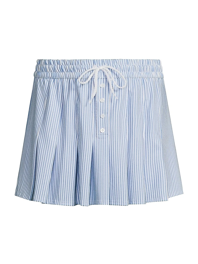 Linen Noveau High-Waist Stripe Mini Skort
