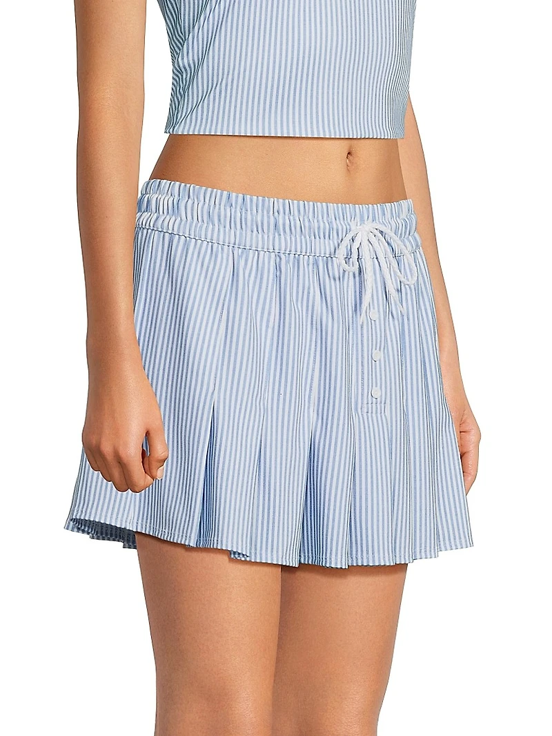 Linen Noveau High-Waist Stripe Mini Skort