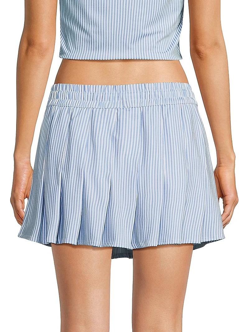 Linen Noveau High-Waist Stripe Mini Skort