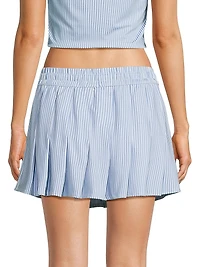 Linen Noveau High-Waist Stripe Mini Skort