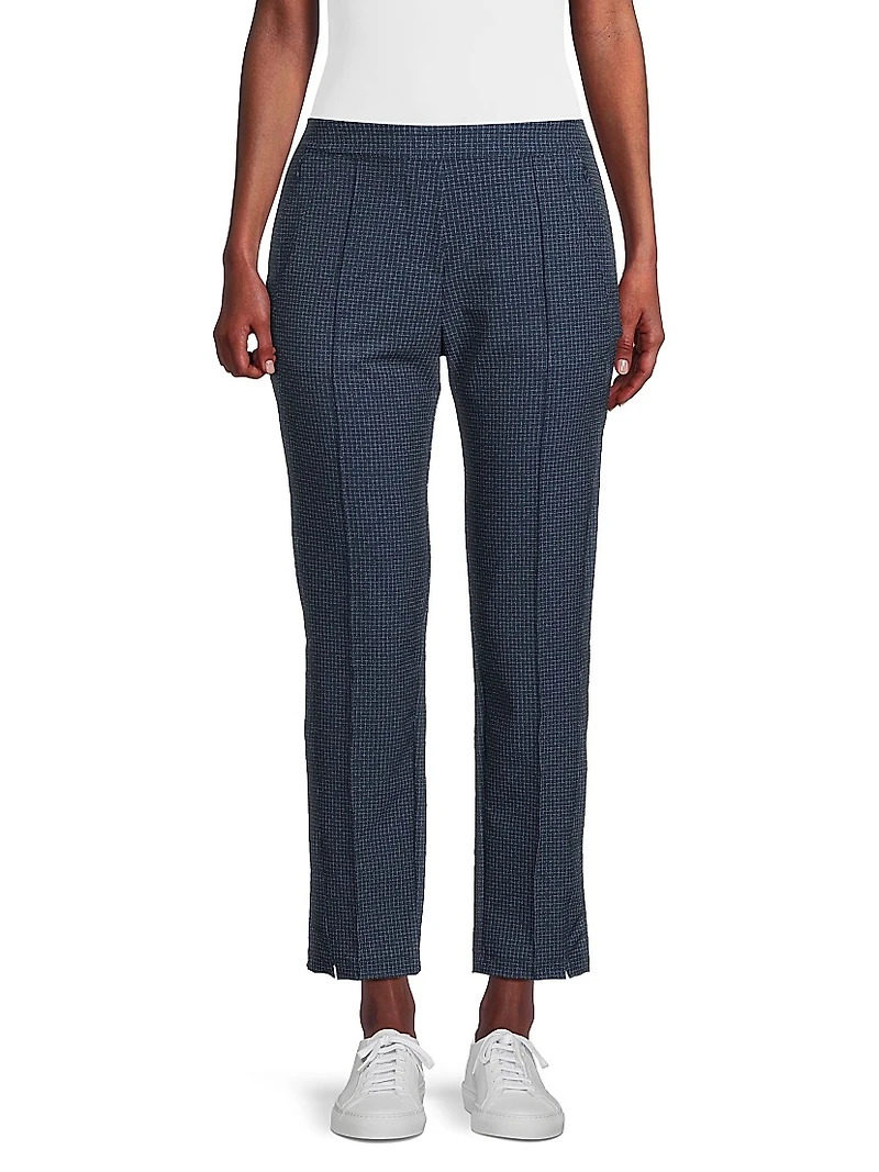 Bouclé Grid Pull-On Pants