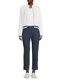 Bouclé Grid Pull-On Pants