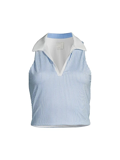 Linen Noveau Striped Polo Tank