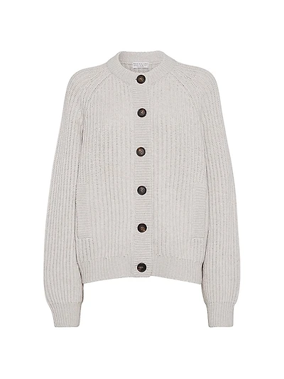 English Rib Cardigan Cashmere Feather Yarn