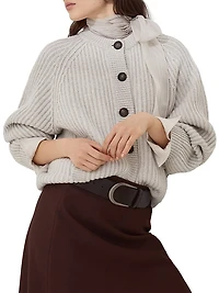 English Rib Cardigan Cashmere Feather Yarn