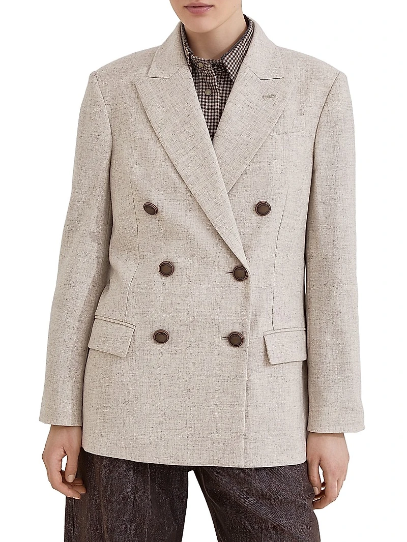 Virgin Wool and Cashmere Twill Flannel Blazer