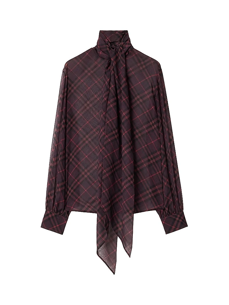 Lina Checked Silk Blouse