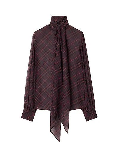 Lina Checked Silk Blouse