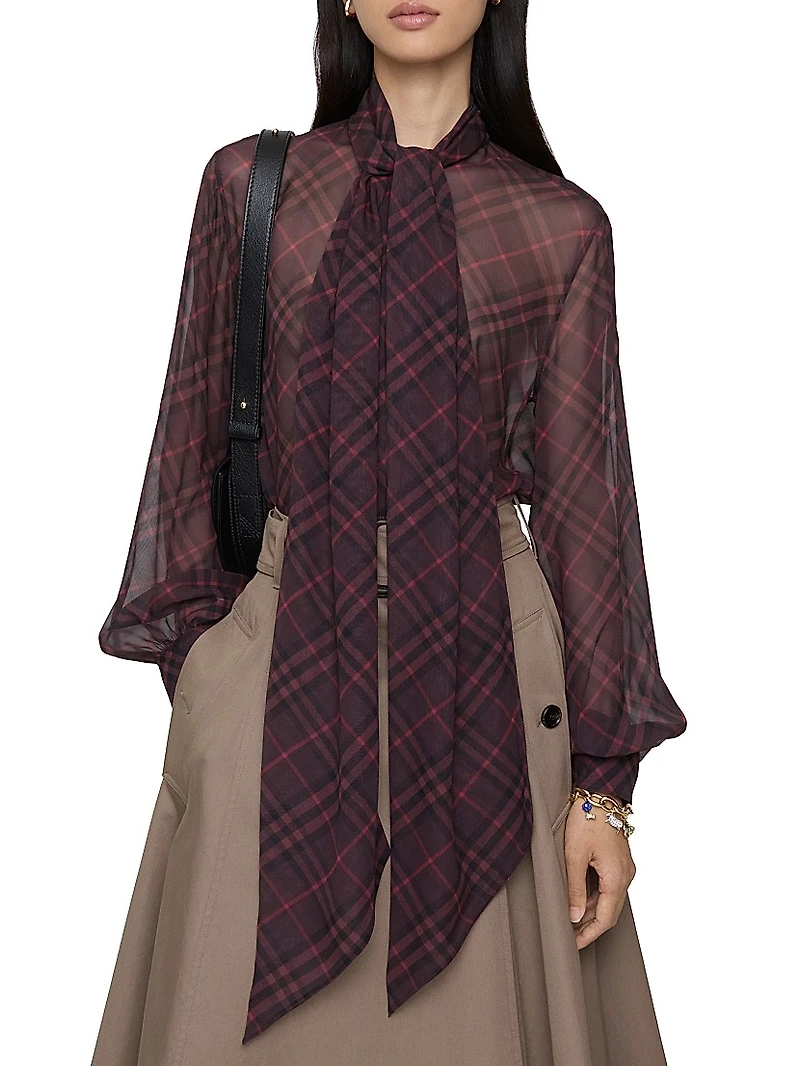 Lina Checked Silk Blouse