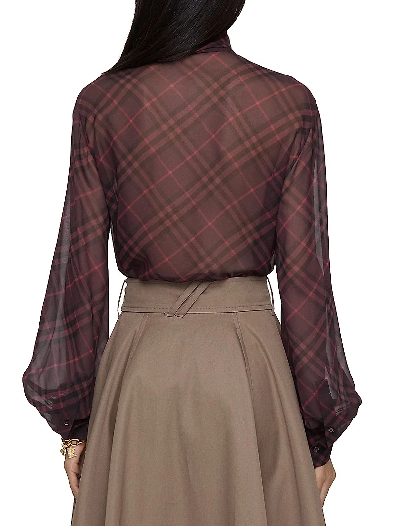 Lina Checked Silk Blouse