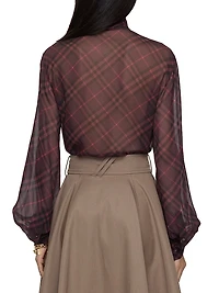 Lina Checked Silk Blouse