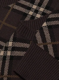 Gillian Check Stretch Wool-Cashmere Crewneck Sweater