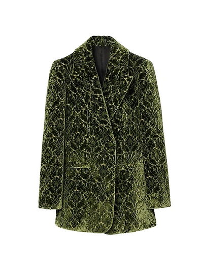 Baroque Velvet Single-Breasted Blazer