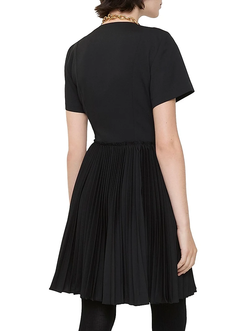 Wool-Blend Kilt-Inspired Wrap Minidress