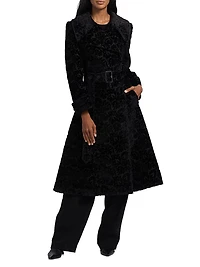 Floral Silk-Cotton Velvet Jacquard Trench