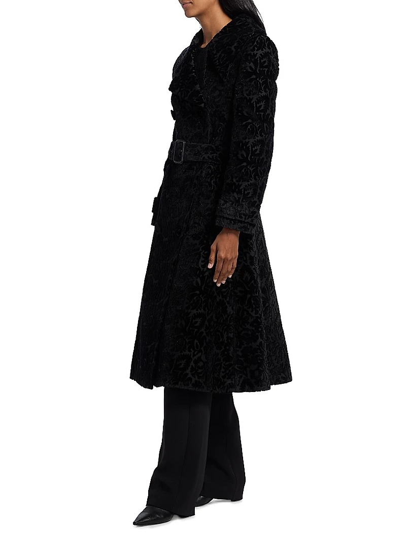 Floral Silk-Cotton Velvet Jacquard Trench