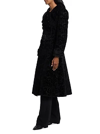 Floral Silk-Cotton Velvet Jacquard Trench