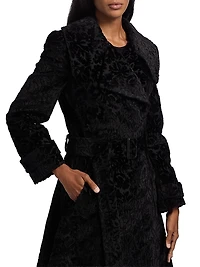Floral Silk-Cotton Velvet Jacquard Trench