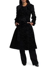 Floral Silk-Cotton Velvet Jacquard Trench