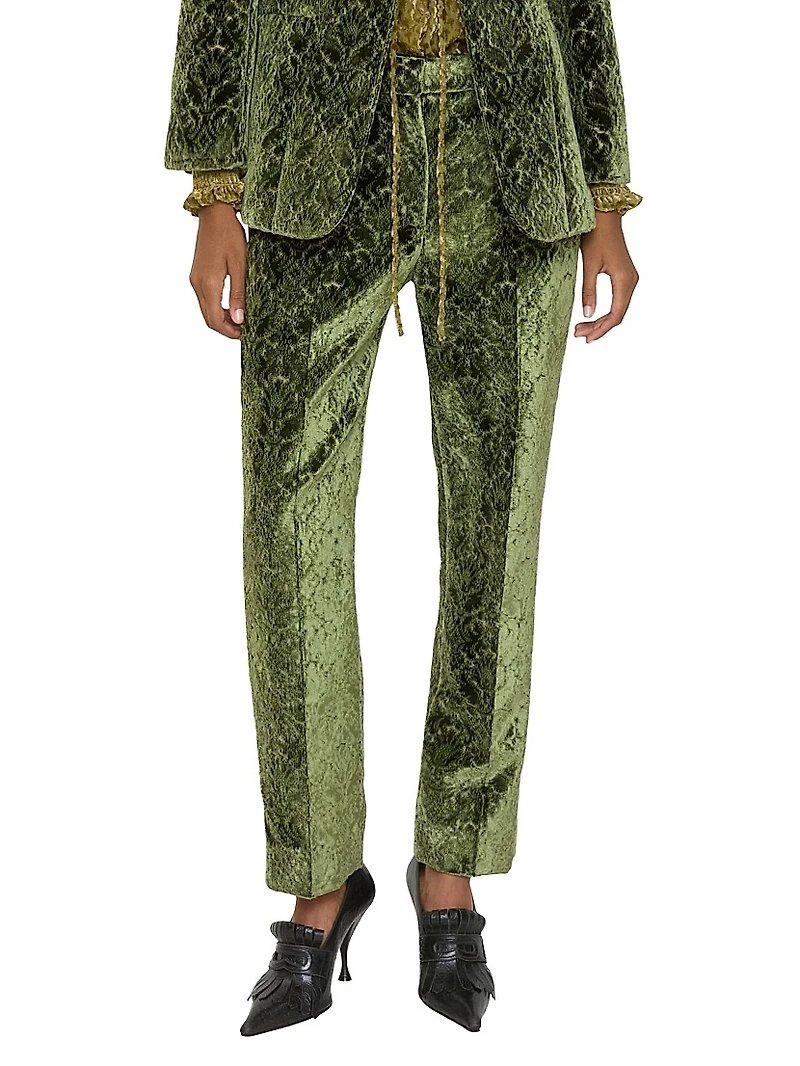 Baroque Velvet Straight-Leg Trousers