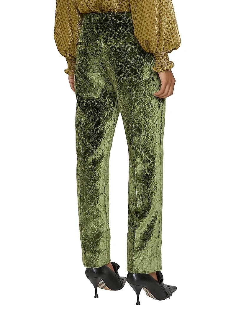 Baroque Velvet Straight-Leg Trousers