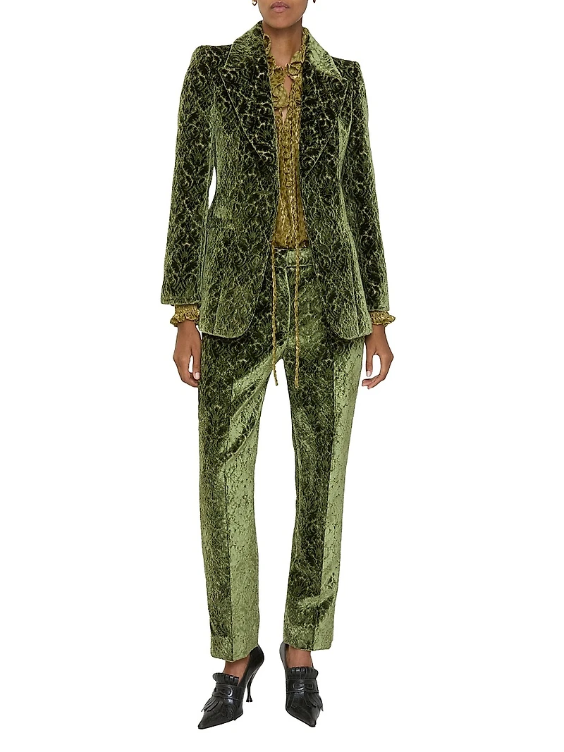 Baroque Velvet Straight-Leg Trousers