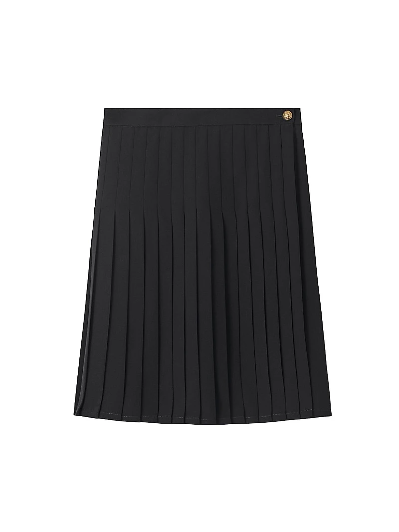 Eleonora Pleated Wool-Blend Twill Miniskirt