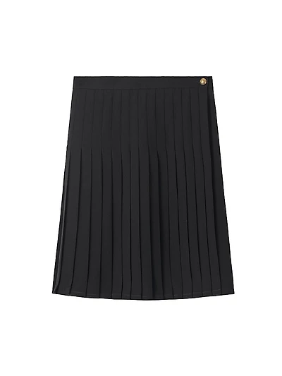 Eleonora Pleated Wool-Blend Twill Miniskirt