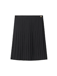 Eleonora Pleated Wool-Blend Twill Miniskirt