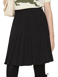 Eleonora Pleated Wool-Blend Twill Miniskirt