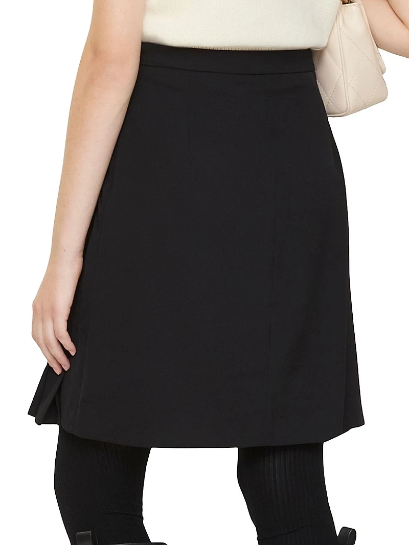 Eleonora Pleated Wool-Blend Twill Miniskirt