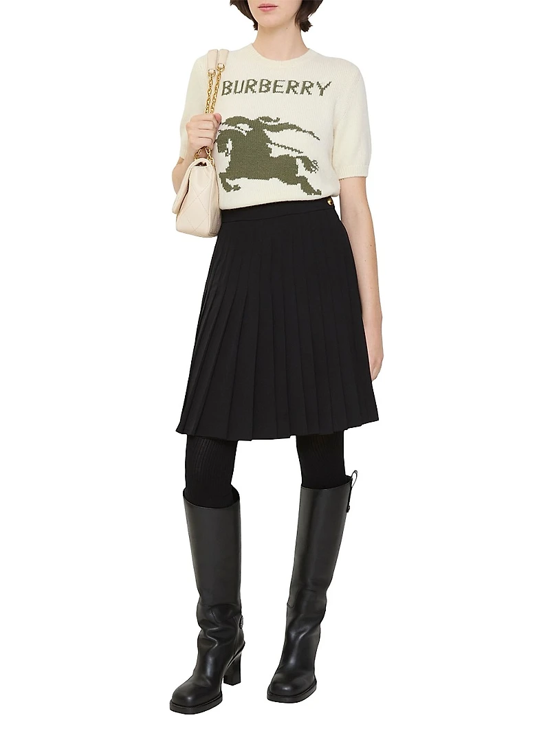 Eleonora Pleated Wool-Blend Twill Miniskirt