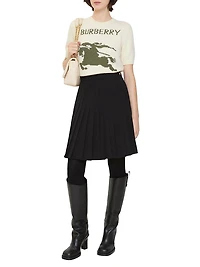 Eleonora Pleated Wool-Blend Twill Miniskirt