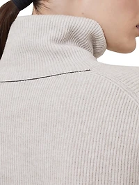 Virgin Wool Cashmere and Silk English Rib Turtleneck Sweater