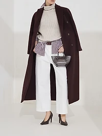Virgin Wool Cashmere and Silk English Rib Turtleneck Sweater