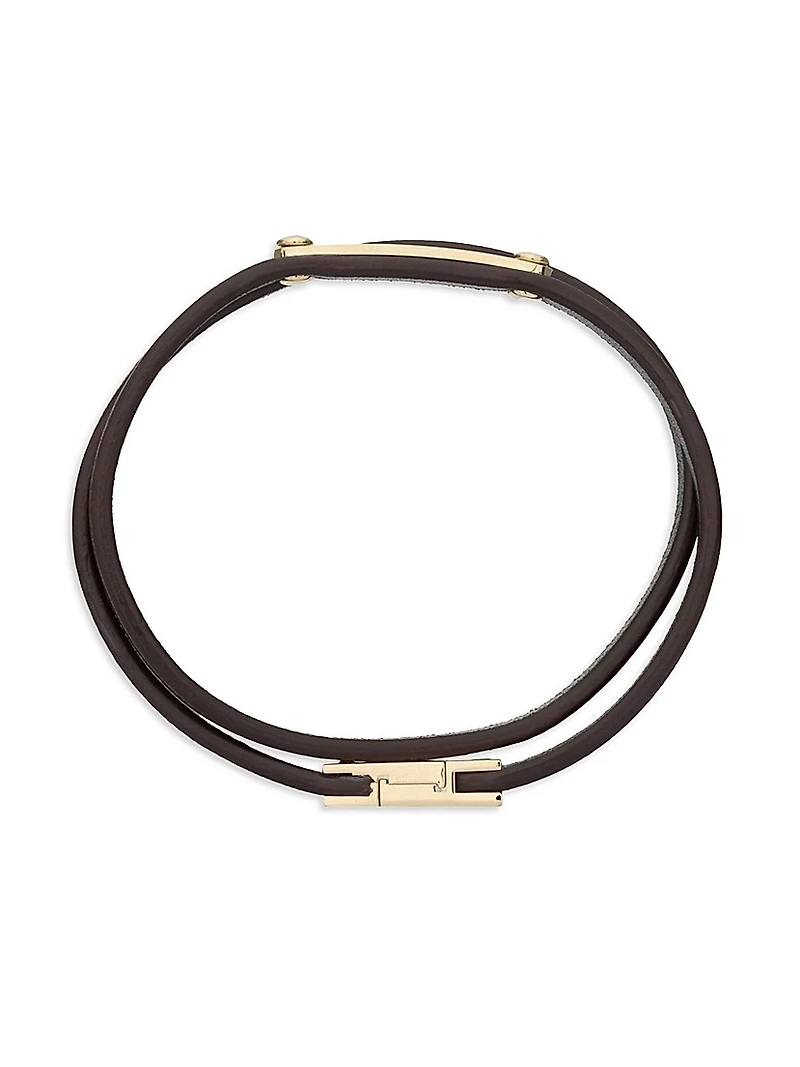 Double-Wrap Bracelet Leather and Metal